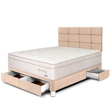 DORMITORIO CON CAJONES PARAÍSO ROYAL PRINCE 2 PLAZAS + CABECERA BLOCKS CHAMPAGNE + 2 ALMOHADAS VISCOELÁSTICAS - 1