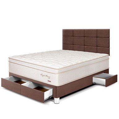 DORMITORIO CON CAJONES PARAÍSO ROYAL PRINCE 2 PLAZAS + CABECERA BLOCKS CHOCOLATE + 2 ALMOHADAS VISCOELÁSTICAS - 1