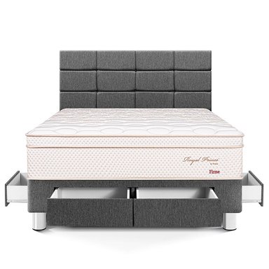 DORMITORIO CON CAJONES PARAÍSO ROYAL PRINCE 2 PLAZAS + CABECERA BLOCKS GRIS + 2 ALMOHADAS VISCOELÁSTICAS - 3