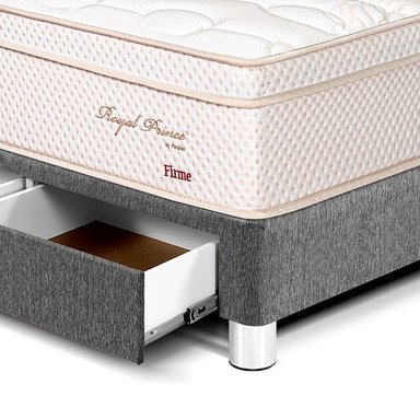 DORMITORIO CON CAJONES PARAÍSO ROYAL PRINCE KING + CABECERA BLOCKS GRIS + 2 ALMOHADAS VISCOELÁSTICAS - 2