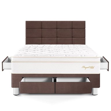 DORMITORIO CON CAJONES PARAÍSO ROYAL CLOUD 2 PLAZAS + CABECERA BLOCKS CHOCOLATE + 2 ALMOHADAS VISCOELÁSTICAS - 3