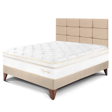DORMITORIO EUROPEO PARAÍSO ROYAL CLOUD 2 PLAZAS + CABECERA BLOCKS CHAMPAGNE + 2 ALMOHADAS VISCOELÁSTICAS - 1