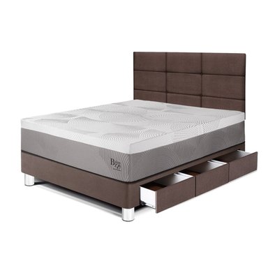 DORMITORIO CON CAJONES PARAÍSO BALANZZE 1.5 PLAZAS ROYAL + CABECERA BLOCKS CHOCOLATE + 1 ALMOHADA VISCOELÁSTICA - 1
