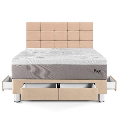 DORMITORIO CON CAJONES PARAÍSO BALANZZE QUEEN ROYAL + CABECERA BLOCKS CHAMPAGNE + 2 ALMOHADAS VISCOELÁSTICAS - 3