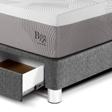 DORMITORIO CON CAJONES PARAÍSO BALANZZE KING ROYAL + CABECERA BLOCKS GRIS + 2 ALMOHADAS VISCOELÁSTICAS - 2