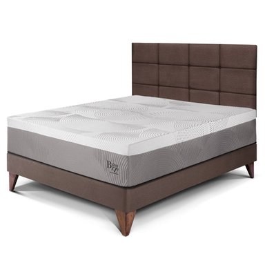 DORMITORIO EUROPEO PARAÍSO BALANZZE 2 PLAZAS ROYAL + CABECERA BLOCKS CHOCOLATE + 2 ALMOHADAS VISCOELÁSTICAS - 1