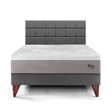DORMITORIO EUROPEO PARAÍSO BALANZZE KING ROYAL + CABECERA BLOCKS GRIS + 2 ALMOHADAS VISCOELÁSTICAS - 3
