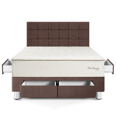 DORMITORIO CON CAJONES PARAÍSO ROYAL CROWN KING + CABECERA BLOCKS CHOCOLATE + 2 ALMOHADAS VISCOELÁSTICAS - 3