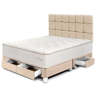 DORMITORIO CON CAJONES PARAÍSO ROYAL CROWN KING + CABECERA BLOCKS CHAMPAGNE + 2 ALMOHADAS VISCOELÁSTICAS - 2