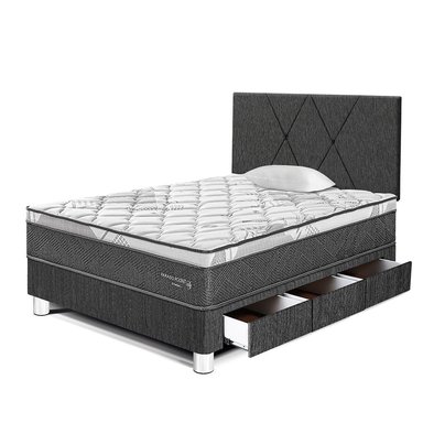 DORMITORIO PARAÍSO PARAÍSO POCKET STAR 1.5 PLAZAS POCKET STAR CAJONES + CABECERA LOFT CHARCOAL - 1