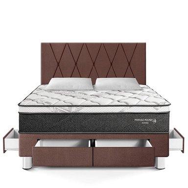 DORMITORIO AMERICANO PARAÍSO PARAÍSO POCKET STAR KING POCKET STAR CAJONES + CABECERA LOFT CHOCOLATE - 3