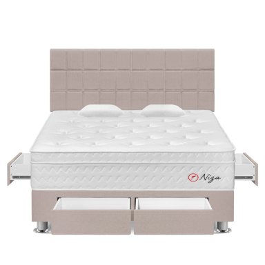 DORMITORIO AMERICANO FORLI NIZA KING CON CAJONES BEIGE - 1