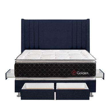DORMITORIO AMERICANO FORLI GOLDEN KING CON CAJONES DE LUXE AZUL - 1