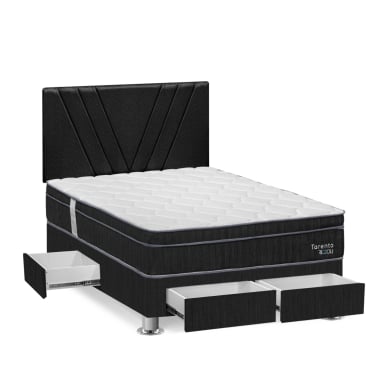 DORMITORIO RIZZOLI TARENTO 2 PLAZAS CON CAJONES GRIS - 2