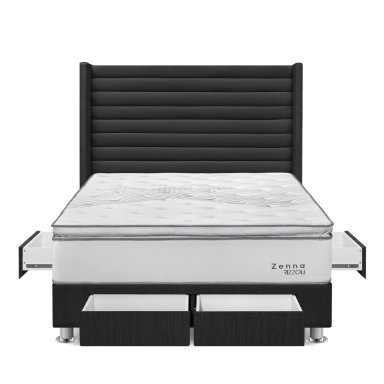 DORMITORIO AMERICANO RIZZOLI ZENNA QUEEN CON CAJONES GRIS - 1