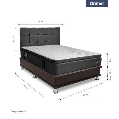 DORMITORIO CON CAJONES DRIMER CROMOPEDIC 1.5 PLAZAS CUADROS - 3