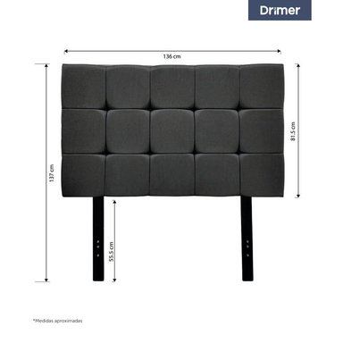 CABECERA DRIMER CUADROS 2 PLAZAS GRIS - 2