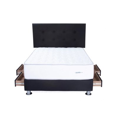DORMITORIO AMERICANO EL CISNE CLÁSICO 2 PLAZAS CON CAJONES POCKET SILVER NEGRO - 4