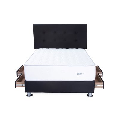 DORMITORIO AMERICANO EL CISNE CLÁSICO QUEEN CON CAJONES POCKET SILVER NEGRO - 3