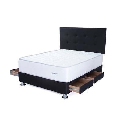 DORMITORIO AMERICANO EL CISNE CLÁSICO KING CON CAJONES POCKET SILVER NEGRO - 1