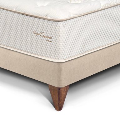 DORMITORIO EUROPEO PARAÍSO ROYAL CROWN GOLD KING CHAMPAGNE + VELADOR BRISSE + 2 ALMOHADAS VISCOELÁSTICAS - 2