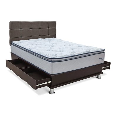 DORMITORIO DRIMER NEW OZONO KING CON CAJONES CUADROS MARRÓN - 1