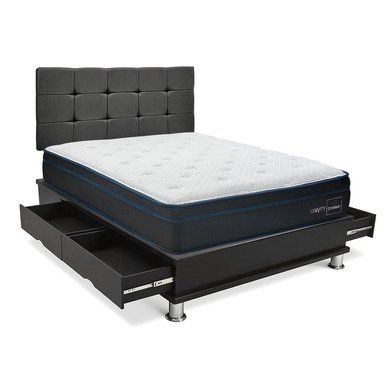 DORMITORIO DRIMER GRAVITY 1.5 PLAZAS CON CAJONES CUADROS GRIS - 1