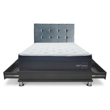 DORMITORIO DRIMER GRAVITY 1.5 PLAZAS CON CAJONES CUADROS GRIS - 2