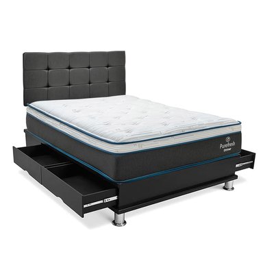 DORMITORIO DRIMER PURE FRESH 1.5 PLAZAS CON CAJONES CUADROS GRIS - 1