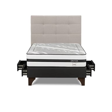 DORMITORIO EUROPEO ROSEN DRIVEN 2 PLAZAS CON CAJONES ISSEY NIEBLA - 1