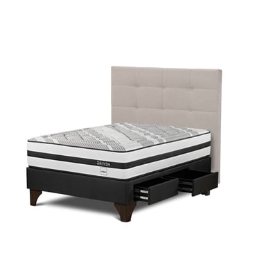 DORMITORIO EUROPEO ROSEN DRIVEN 2 PLAZAS CON CAJONES ISSEY NIEBLA - 2