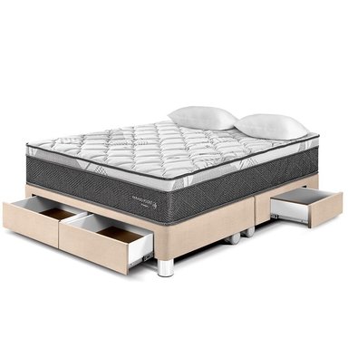 CAMA AMERICANA PARAÍSO CON CAJONES POCKET STAR KING CHAMPAGNE - 1