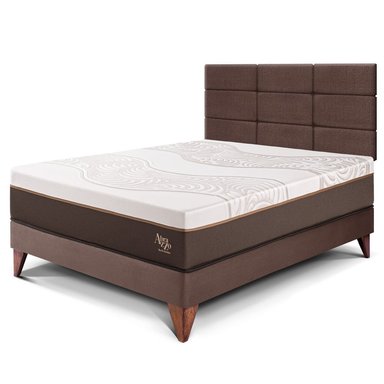 DORMITORIO EUROPEO PARAÍSO ROYAL ABRAZZO 1.5 PLAZAS CHOCOLATE + CABECERA BLOCKS + 1 ALMOHADA VISCOELÁSTICA - 1