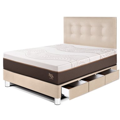 DORMITORIO CON CAJONES PARAÍSO ROYAL ABRAZZO 1.5 PLAZAS CHAMPAGNE + 1 ALMOHADA VISCOELÁSTICA - 1