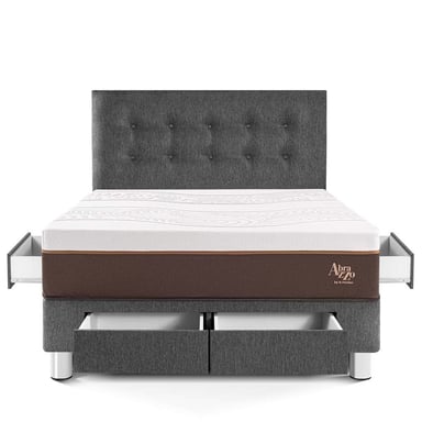 DORMITORIO CON CAJONES PARAÍSO ROYAL ABRAZZO 2 PLAZAS GRIS + 2 ALMOHADAS VISCOELÁSTICAS - 3