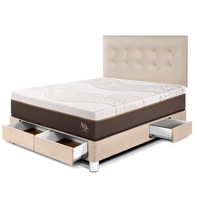DORMITORIO CON CAJONES PARAÍSO ROYAL ABRAZZO 2 PLAZAS CHAMPAGNE + 2 ALMOHADAS VISCOELÁSTICAS - 1