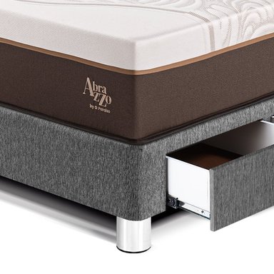 DORMITORIO CON CAJONES PARAÍSO ROYAL ABRAZZO 1.5 PLAZAS GRIS + CABECERA GOLD + 1 ALMOHADA VISCOELÁSTICA - 2