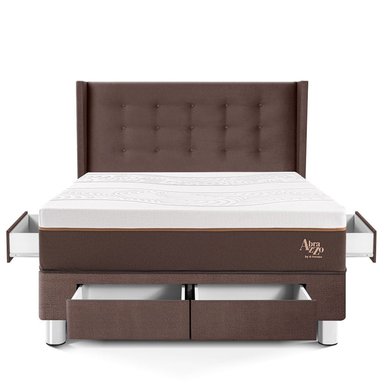 DORMITORIO CON CAJONES PARAÍSO ROYAL ABRAZZO 2 PLAZAS CHOCOLATE + CABECERA GOLD + 2 ALMOHADAS VISCOELÁSTICAS - 3