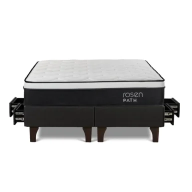CAMA EUROPEA ROSEN CON CAJONES PATH GRAFITO KING + 2 ALMOHADAS - 1