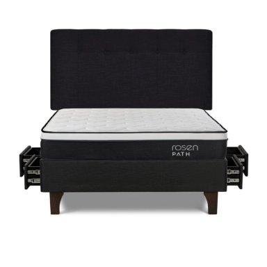 DORMITORIO EUROPEO ROSEN PATH GRAFITO 2 PLAZAS CON CAJONES NEW BENNET GRAFITO + 2 ALMOHADAS - 1