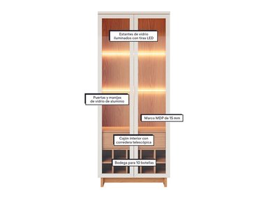 VITRINA RIPLEY HOME GUANABARA 2 REPISAS OFF WHITE - 5