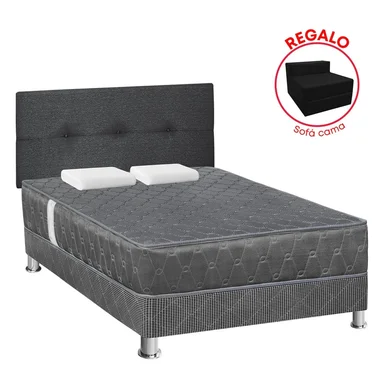 DORMITORIO AMERICANO FORLI ACQUA 2 PLAZAS GRAFITO + SOFÁ CAMA - 1