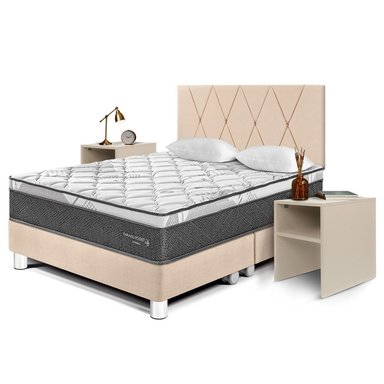 DORMITORIO AMERICANO PARAÍSO PARAÍSO POCKET STAR QUEEN POCKET STAR LOFT + VELADOR REPISA CHAMPAGNE - 1