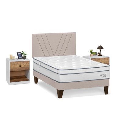 DORMITORIO EUROPEO RIZZOLI NAPOLES 2 PLAZAS + VELADOR MUNDIAL - 2