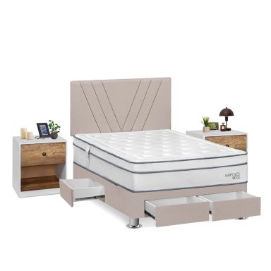 DORMITORIO RIZZOLI NAPOLES 2 PLAZAS 4 CAJONES + VELADOR MUNDIAL - 2