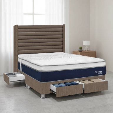 DORMITORIO RIZZOLI FIRENZE QUEEN CON CAJONES MARRON - 1