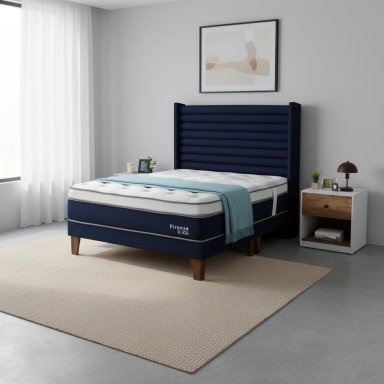 DORMITORIO EUROPEO RIZZOLI FIRENZE QUEEN AZUL + VELADOR MUNDIAL - 1