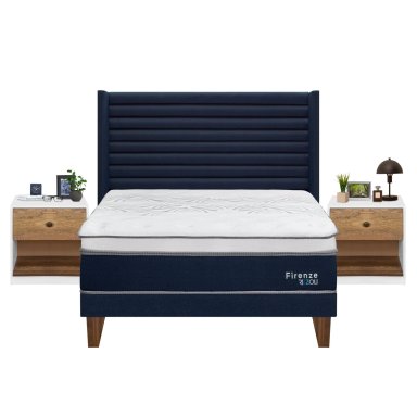 DORMITORIO EUROPEO RIZZOLI FIRENZE QUEEN AZUL + VELADOR MUNDIAL - 3