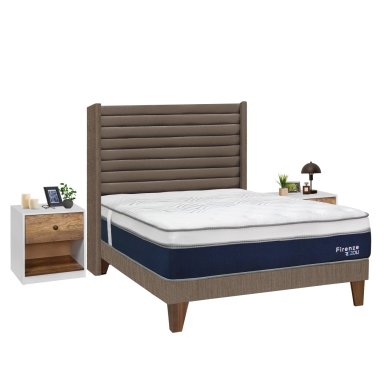 DORMITORIO EUROPEO RIZZOLI FIRENZE 2 PLAZAS MARRON + VELADOR MUNDIAL - 3