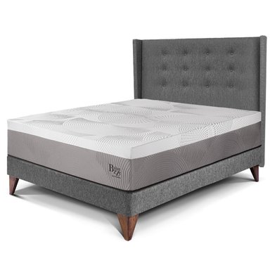 DORMITORIO EUROPEO PARAÍSO ROYAL BALANZZE 1.5 PLAZAS + CABECERA GOLD GRIS + 1 ALMOHADA VISCOELÁSTICA - 1